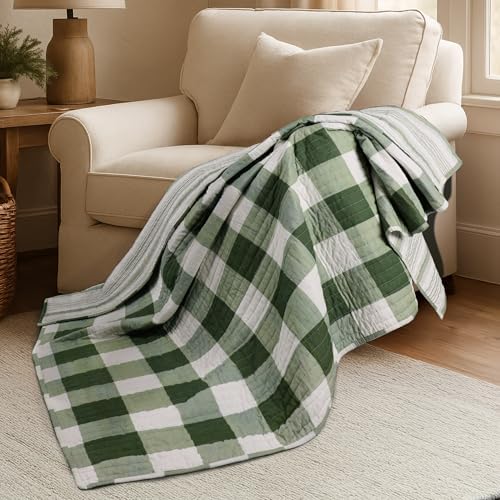 Levtex Home Camden Bedspread Set for Full Size Bed - Buffalo Check Design in Grey and Cream - Reversible Cotton Quilt - Levtex Home Camden Bedspread Set for Full Size Bed - Buffalo Check Design in Grey and Cream - Reversible Cotton Quilt -