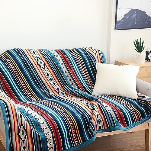 Sherpa Boho Throw Blanket - Super Soft and Cozy Aztec Pattern Double-Layer Flannel Fleece Blankets for Lap, Couch, Sofa,